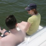 Sitting on the end of the boat Sitting on the end of the boat